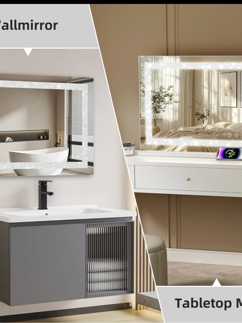 LED Bluetooth Lighted Vanity Mirror with Touch Controls and usb - Picture 6 of 6